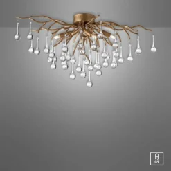 Luminaires Paul Neuhaus Plafonnier Paul Neuhaus ICICLE Vieux laiton, 4 lumières