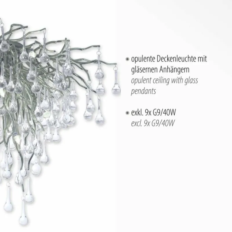 Luminaires Paul Neuhaus Plafonnier Paul Neuhaus ICICLE Acier inoxydable, 9 lumières