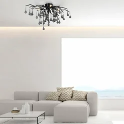 Suspension Verre Fumé-Luminaires Paul Neuhaus Plafonnier Paul Neuhaus ICICLE Noir, 4 lumières