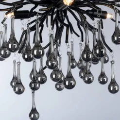 Suspension Verre Fumé-Luminaires Paul Neuhaus Plafonnier Paul Neuhaus ICICLE Noir, 4 lumières