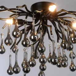 Suspension Verre Fumé-Luminaires Paul Neuhaus Plafonnier Paul Neuhaus ICICLE Noir, 4 lumières