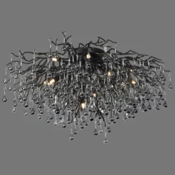 Suspension Verre Fumé-Luminaires Paul Neuhaus Plafonnier Paul Neuhaus ICICLE Noir, 14 lumières