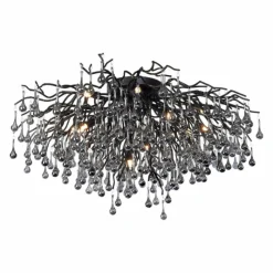 Suspension Verre Fumé-Luminaires Paul Neuhaus Plafonnier Paul Neuhaus ICICLE Noir, 14 lumières