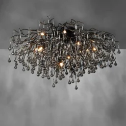 Suspension Verre Fumé-Luminaires Paul Neuhaus Plafonnier Paul Neuhaus ICICLE Noir, 14 lumières