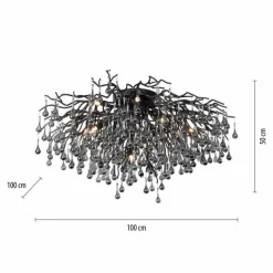 Suspension Verre Fumé-Luminaires Paul Neuhaus Plafonnier Paul Neuhaus ICICLE Noir, 14 lumières