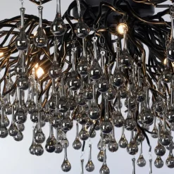 Suspension Verre Fumé-Luminaires Paul Neuhaus Plafonnier Paul Neuhaus ICICLE Noir, 14 lumières