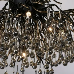 Suspension Verre Fumé-Luminaires Paul Neuhaus Plafonnier Paul Neuhaus ICICLE Noir, 14 lumières