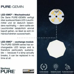 Luminaires Paul Neuhaus Plafonnier Paul Neuhaus PURE-GEMIN LED Aluminium, Noir, 12 lumières* Éclairage Led
