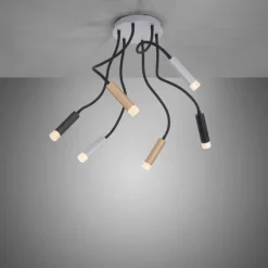 Luminaires Paul Neuhaus Plafonnier Paul Neuhaus PURE-GEMIN LED Aluminium, Laiton, Noir, 6 lumières* Éclairage Led