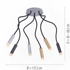 Luminaires Paul Neuhaus Plafonnier Paul Neuhaus PURE-GEMIN LED Aluminium, Laiton, Noir, 6 lumières* Éclairage Led