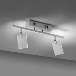 Luminaires Paul Neuhaus Plafonnier Paul Neuhaus PURE-MIRA LED Aluminium, 2 lumières, Télécommandes* Éclairage Led