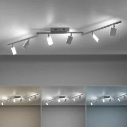Luminaires Paul Neuhaus Plafonnier Paul Neuhaus PURE-MIRA LED Aluminium, 6 lumières, Télécommandes* Éclairage Led