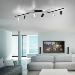 Luminaires Paul Neuhaus Plafonnier Paul Neuhaus PURE-MIRA LED Noir, 6 lumières, Télécommandes* Éclairage Led