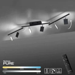 Luminaires Paul Neuhaus Plafonnier Paul Neuhaus PURE-MIRA LED Noir, 6 lumières, Télécommandes* Éclairage Led