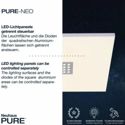 Luminaires Paul Neuhaus Plafonnier Paul Neuhaus PURE-NEO LED Aluminium, 5 lumières, Télécommandes* Éclairage Led