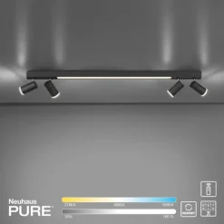 Luminaires Paul Neuhaus Plafonnier Paul Neuhaus PURE-LINES LED Anthracite, 1 lumière, Télécommandes* Éclairage Led