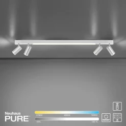 Luminaires Paul Neuhaus Plafonnier Paul Neuhaus PURE-LINES LED Aluminium, 1 lumière, Télécommandes* Éclairage Led
