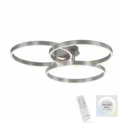 Luminaires Paul Neuhaus Plafonnier Paul Neuhaus PAAN LED Acier brossé, 1 lumière, Télécommandes* Éclairage Led