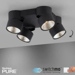 Luminaires Paul Neuhaus Plafonnier Paul Neuhaus PURE-NOLA LED Noir, 4 lumières* Spots Et Projecteurs