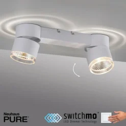 Luminaires Paul Neuhaus Plafonnier Paul Neuhaus PURE-NOLA LED Blanc, 2 lumières* Spots Et Projecteurs