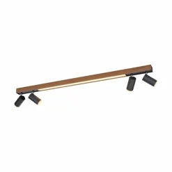 Lampes En Bois-Luminaires Paul Neuhaus Plafonnier Paul Neuhaus PURE-LINES LED Anthracite, Bois foncé, 5 lumières, Télécommandes