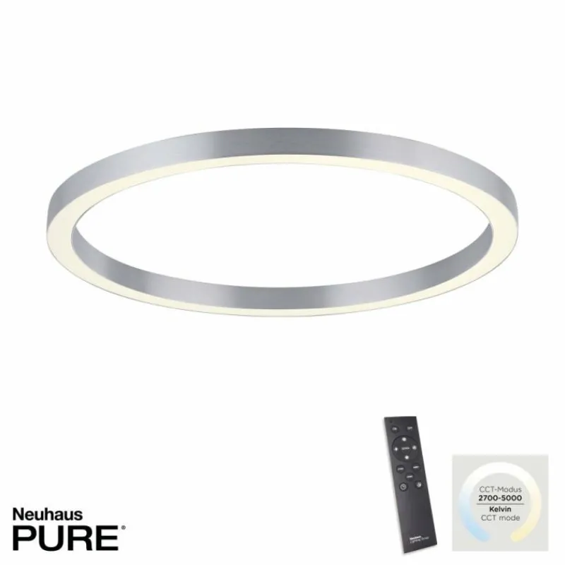 Luminaires Paul Neuhaus Plafonnier Paul Neuhaus PURE-LINES LED Argenté, 1 lumière, Télécommandes* Éclairage Led