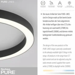 Luminaires Paul Neuhaus Plafonnier Paul Neuhaus PURE-LINES LED Anthracite, 1 lumière, Télécommandes* Éclairage Led