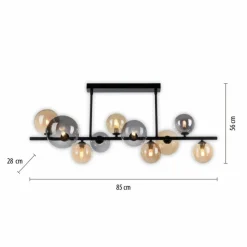 Suspension Verre Fumé-Luminaires Paul Neuhaus Plafonnier Paul Neuhaus POPSICLE LED Noir, 10 lumières