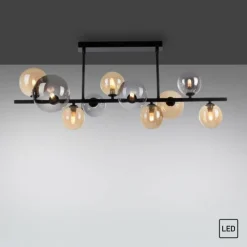 Suspension Verre Fumé-Luminaires Paul Neuhaus Plafonnier Paul Neuhaus POPSICLE LED Noir, 10 lumières