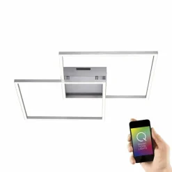 Paul Neuhaus Q-Serie Plafonnier Paul Neuhaus Q-Inigo LED Acier inoxydable, 2 lumières, Télécommandes* Éclairage Led