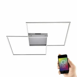 Paul Neuhaus Q-Serie Plafonnier Paul Neuhaus Q-Inigo LED Acier inoxydable, 2 lumières, Télécommandes