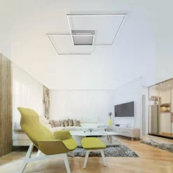 Paul Neuhaus Q-Serie Plafonnier Paul Neuhaus Q-Inigo LED Acier inoxydable, 2 lumières, Télécommandes