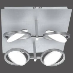 Paul Neuhaus Q-Serie Plafonnier Paul Neuhaus Q-Orbit LED Aluminium, 4 lumières, Télécommandes