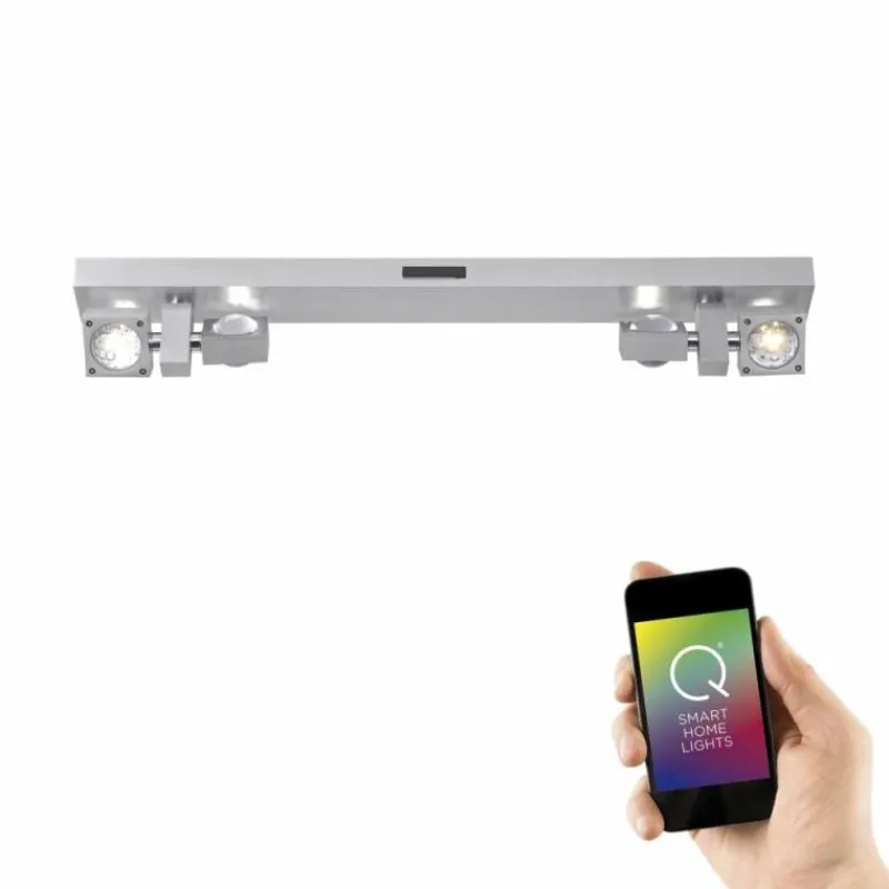 Paul Neuhaus Q-Serie Plafonnier Paul Neuhaus Q-NEMO LED Aluminium, 8 lumières, Télécommandes, Changeur de couleurs