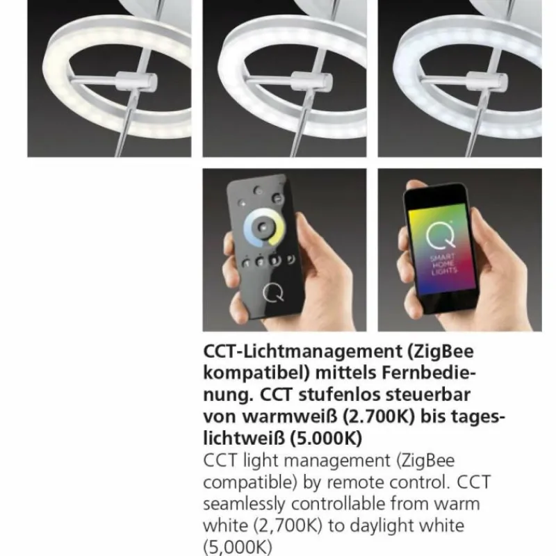 Paul Neuhaus Q-Serie Plafonnier Paul Neuhaus Q-AMY LED Acier inoxydable, 6 lumières, Télécommandes