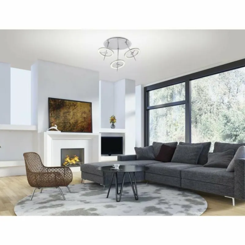 Paul Neuhaus Q-Serie Plafonnier Paul Neuhaus Q-AMY LED Acier inoxydable, 6 lumières, Télécommandes