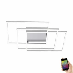 Paul Neuhaus Q-Serie Plafonnier Paul Neuhaus Q-INIGO LED Nickel mat, 3 lumières, Télécommandes