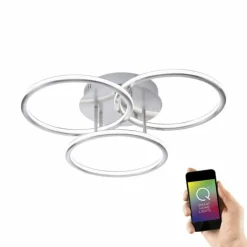 Paul Neuhaus Q-Serie Plafonnier Paul Neuhaus Q-NEVIO LED Nickel mat, 3 lumières, Télécommandes