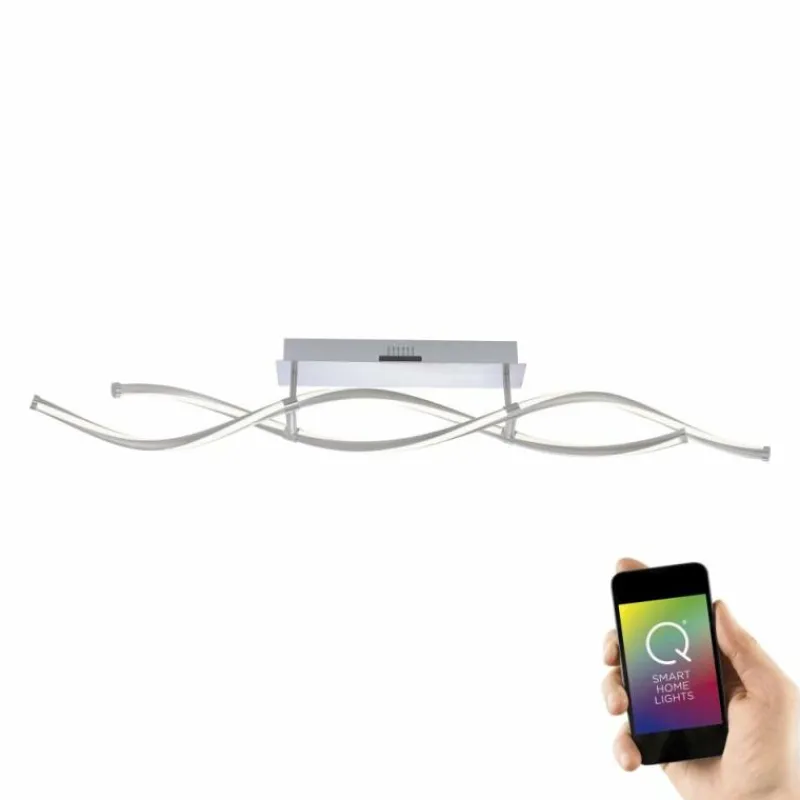 Paul Neuhaus Q-Serie Plafonnier Paul Neuhaus Q-MALINA LED Acier inoxydable, 2 lumières, Télécommandes