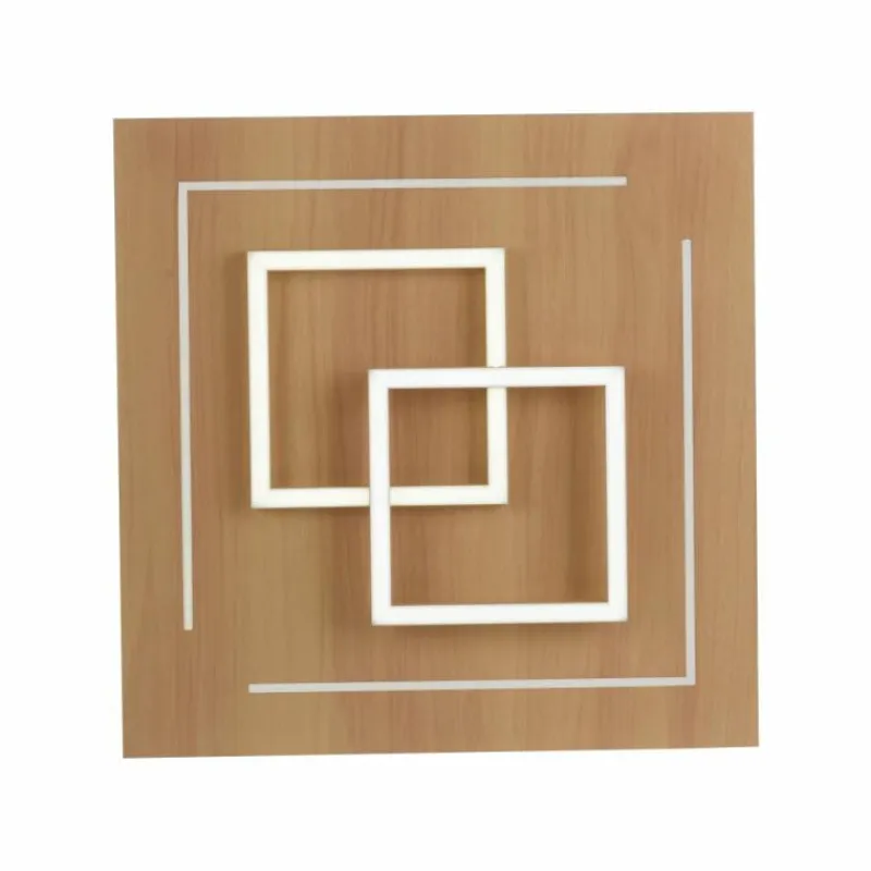 Paul Neuhaus Q-Serie Plafonnier Paul Neuhaus Q-LINEA LED Bois clair, 4 lumières, Télécommandes