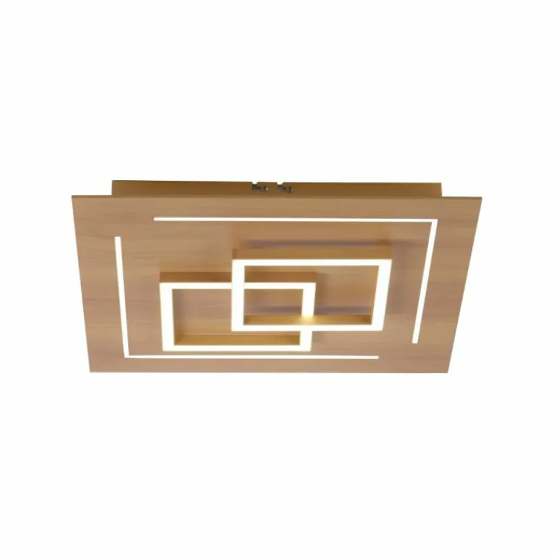 Paul Neuhaus Q-Serie Plafonnier Paul Neuhaus Q-LINEA LED Bois clair, 4 lumières, Télécommandes