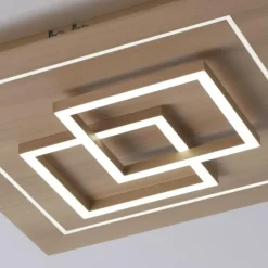 Paul Neuhaus Q-Serie Plafonnier Paul Neuhaus Q-LINEA LED Bois clair, 4 lumières, Télécommandes