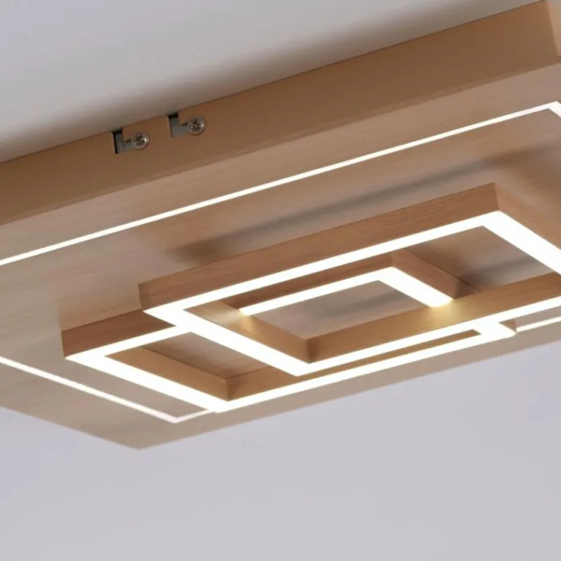 Paul Neuhaus Q-Serie Plafonnier Paul Neuhaus Q-LINEA LED Bois clair, 4 lumières, Télécommandes