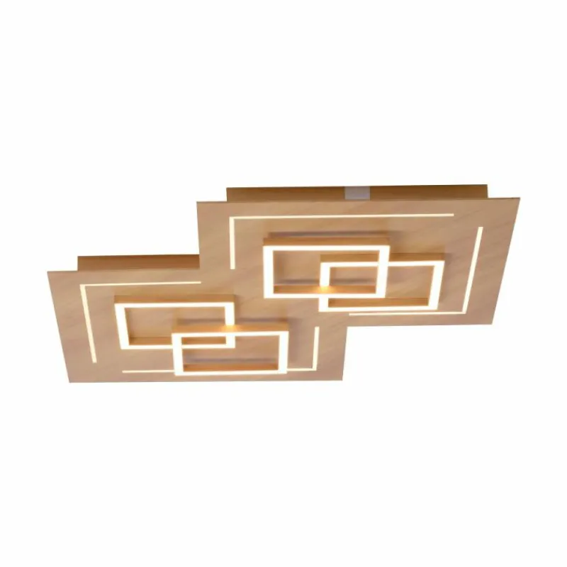 Paul Neuhaus Q-Serie Plafonnier Paul Neuhaus Q-LINEA LED Bois clair, 8 lumières, Télécommandes