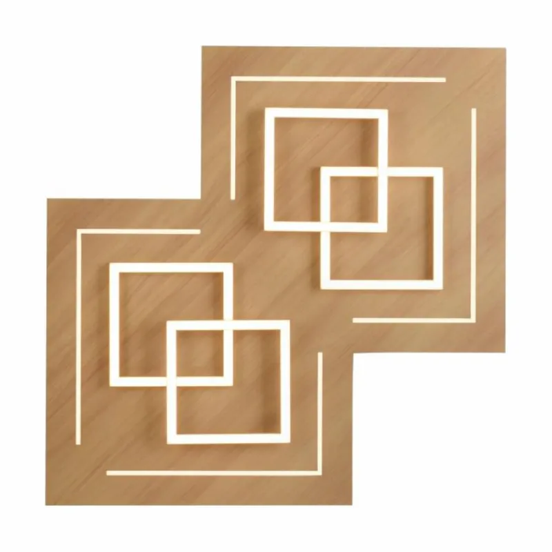 Paul Neuhaus Q-Serie Plafonnier Paul Neuhaus Q-LINEA LED Bois clair, 8 lumières, Télécommandes