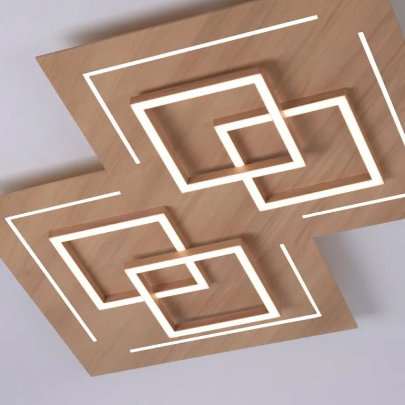 Paul Neuhaus Q-Serie Plafonnier Paul Neuhaus Q-LINEA LED Bois clair, 8 lumières, Télécommandes