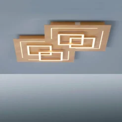 Paul Neuhaus Q-Serie Plafonnier Paul Neuhaus Q-LINEA LED Bois clair, 8 lumières, Télécommandes