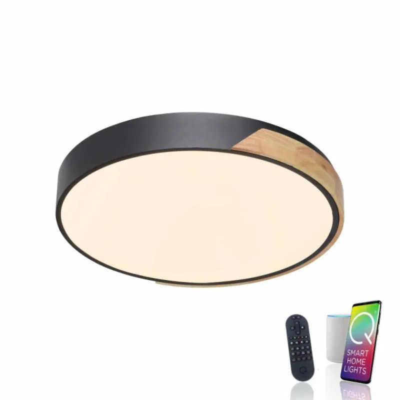 Paul Neuhaus Q-Serie Plafonnier Paul Neuhaus Q-BILA LED Écru, Noir, 1 lumière, Télécommandes