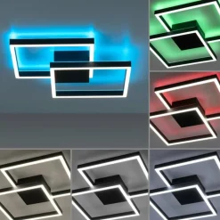 Paul Neuhaus Q-Serie Plafonnier Paul Neuhaus Q-MARKO LED Noir, 1 lumière, Télécommandes, Changeur de couleurs