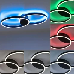 Paul Neuhaus Q-Serie Plafonnier Paul Neuhaus Q-MARKO LED Noir, 1 lumière, Télécommandes, Changeur de couleurs